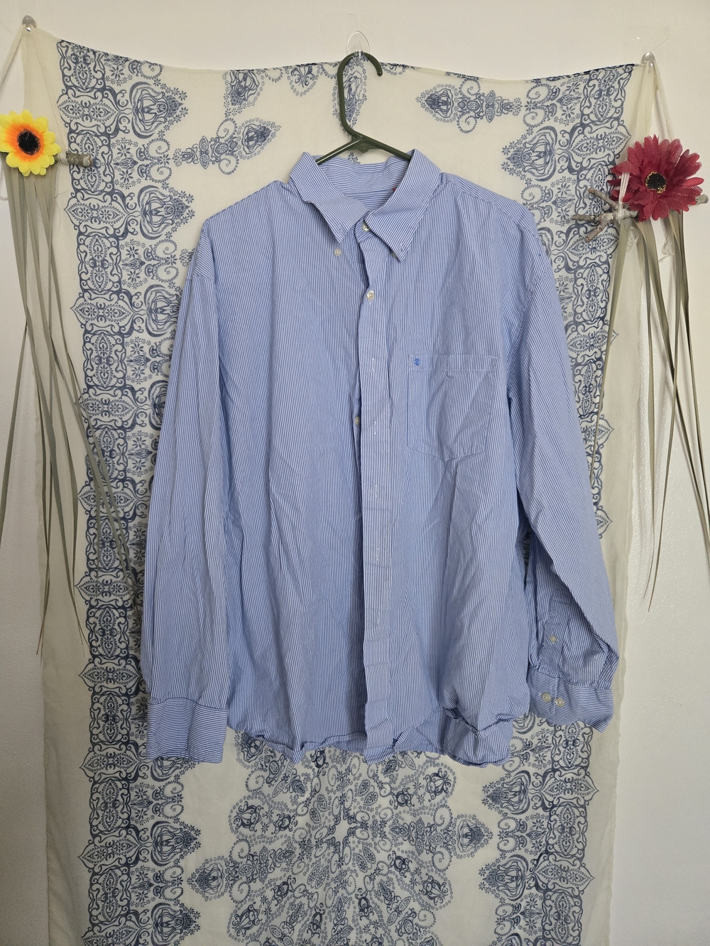 4/$15 Izod Boho Festival TikTok Shirt Into Skirt Light Blue Men's Button-Up - Picture 2 of 9